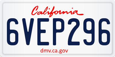 CA license plate 6VEP296