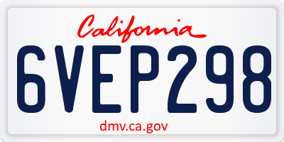 CA license plate 6VEP298