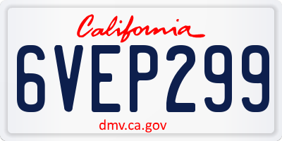 CA license plate 6VEP299