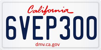 CA license plate 6VEP300