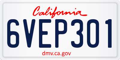 CA license plate 6VEP301