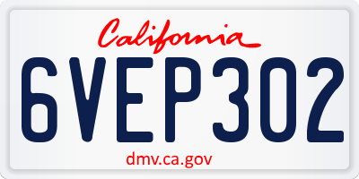 CA license plate 6VEP302
