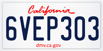 CA license plate 6VEP303