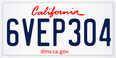 CA license plate 6VEP304