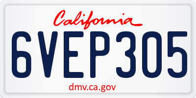CA license plate 6VEP305