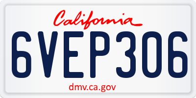CA license plate 6VEP306
