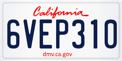 CA license plate 6VEP310