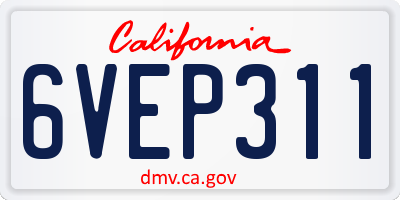 CA license plate 6VEP311