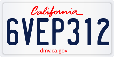 CA license plate 6VEP312