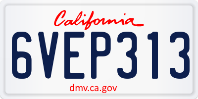CA license plate 6VEP313