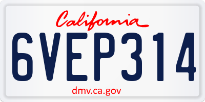 CA license plate 6VEP314