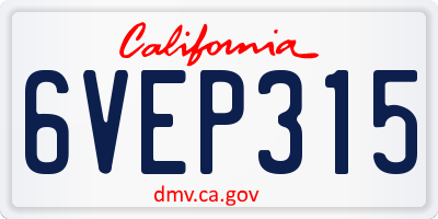 CA license plate 6VEP315