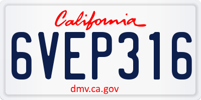 CA license plate 6VEP316