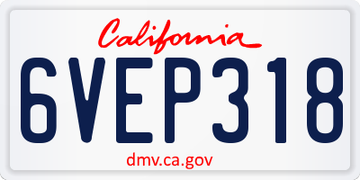 CA license plate 6VEP318