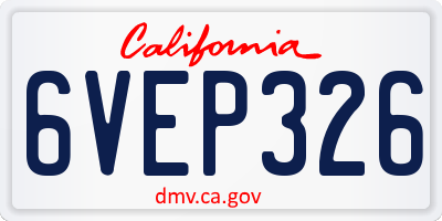 CA license plate 6VEP326