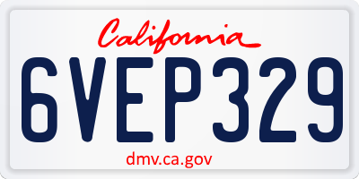 CA license plate 6VEP329