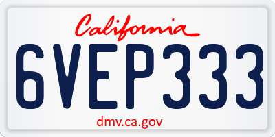 CA license plate 6VEP333