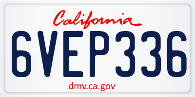 CA license plate 6VEP336