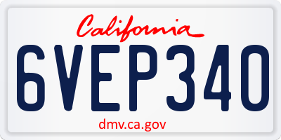 CA license plate 6VEP340