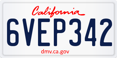 CA license plate 6VEP342