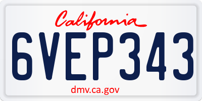 CA license plate 6VEP343