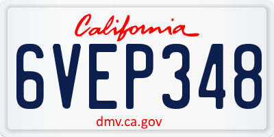 CA license plate 6VEP348