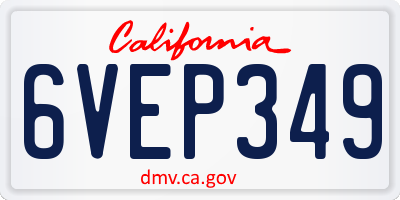 CA license plate 6VEP349