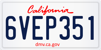 CA license plate 6VEP351