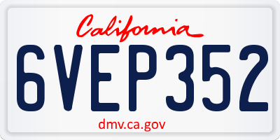CA license plate 6VEP352