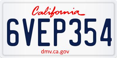 CA license plate 6VEP354