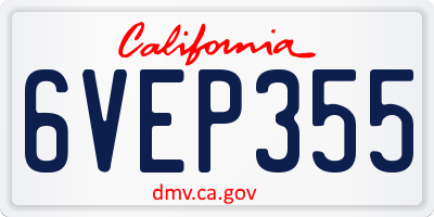 CA license plate 6VEP355