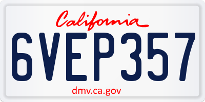 CA license plate 6VEP357