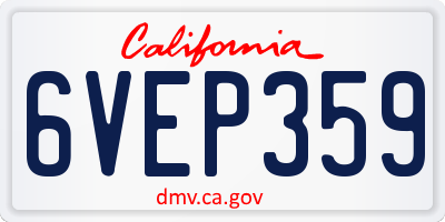 CA license plate 6VEP359