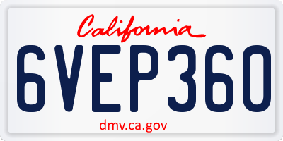CA license plate 6VEP360