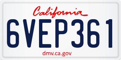 CA license plate 6VEP361