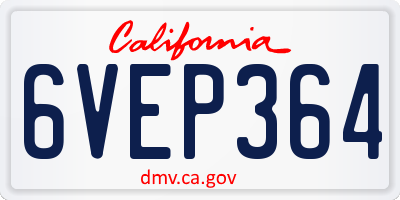 CA license plate 6VEP364