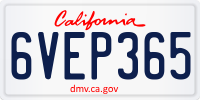 CA license plate 6VEP365
