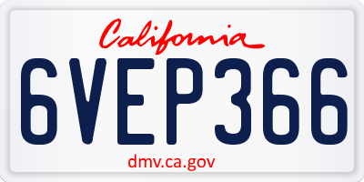 CA license plate 6VEP366