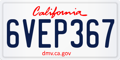 CA license plate 6VEP367