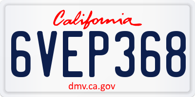 CA license plate 6VEP368