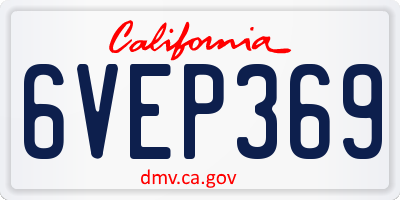 CA license plate 6VEP369