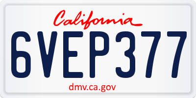 CA license plate 6VEP377
