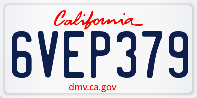 CA license plate 6VEP379