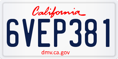 CA license plate 6VEP381
