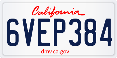 CA license plate 6VEP384
