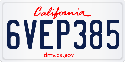 CA license plate 6VEP385