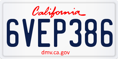 CA license plate 6VEP386