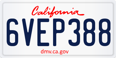 CA license plate 6VEP388