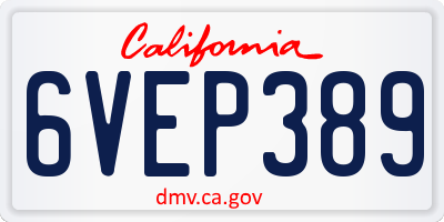 CA license plate 6VEP389