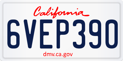 CA license plate 6VEP390
